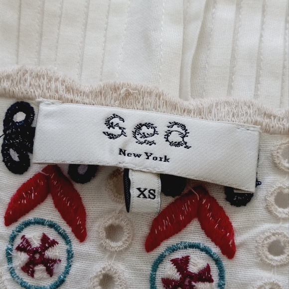 Sea New York Alicia Embroidery Flutter Sleeve Top XS - Picture 9 of 14